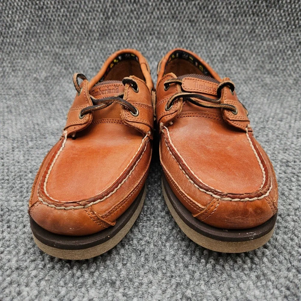 Timberland (Men's 10) Brown 2 Eye Boat Shoes Classic Leather Nautical Loafers